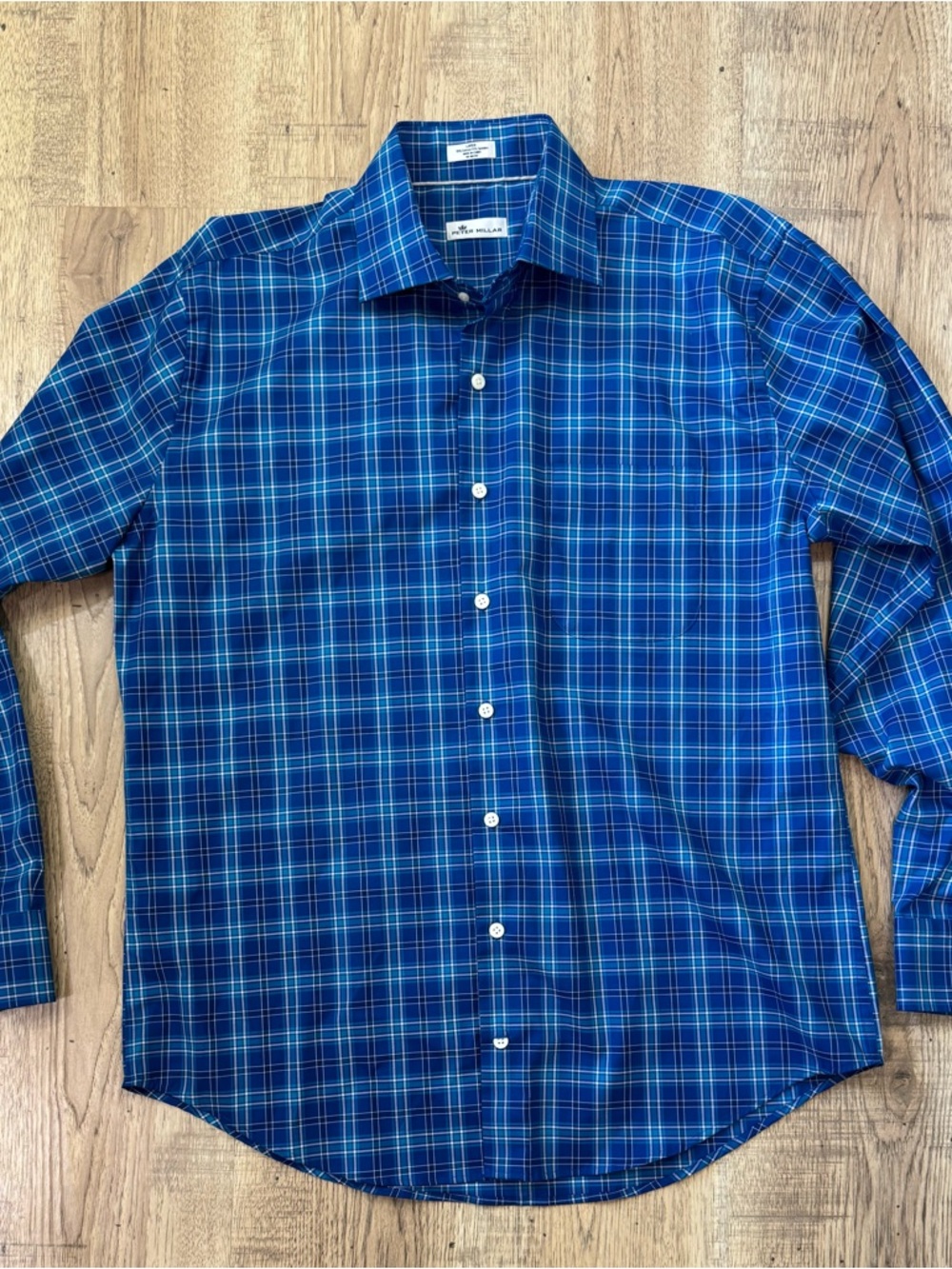 Peter Millar Blue Plaid Long-Sleeve Button-Down Shirt